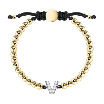 бижутерия,le,petite,story,boules,letter,v,bracelet,golden,(black,golden)