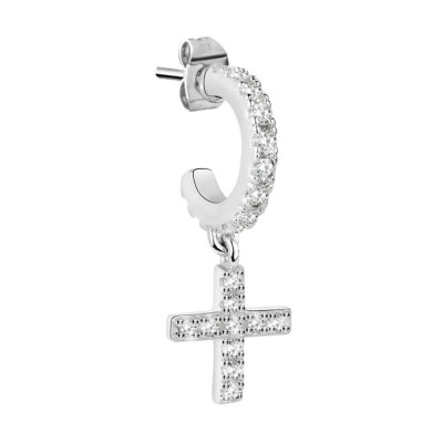 бижутерия,le,petite,story,hoop,cross,earrings,silver,(white)