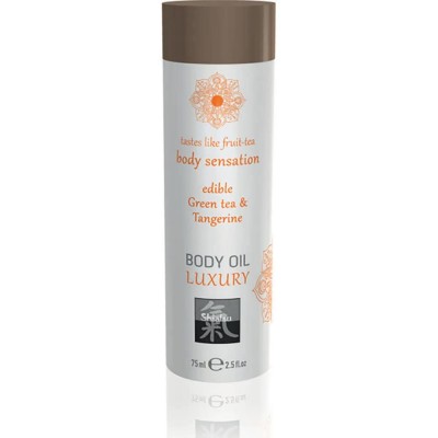 хигиена,тяло,hot,edible,luxury,tea,&,tangerine,body,oil,75ml,clear,(green)