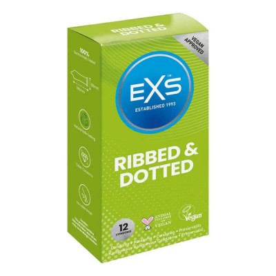 хигиена,тяло,exs,ribbed,&,dotted,condoms,12,units,transparent,(clear)
