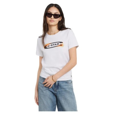 тениска,дамски,тениски,g,star,old,skool,logo,r,t,short,sleeve,t,shirt,white,(white)