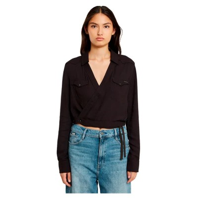 риза,с,дълъг,ръкав,дамски,блузи,дамски,ризи,g,star,tacoma,wrap,long,sleeve,shirt,black
