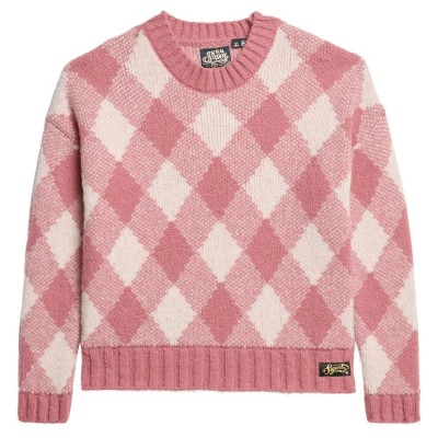 блуза,мъжки,пуловери,дамски,пуловери,superdry,argyle,pattern,sweater,pink,(mauvewood,pink)