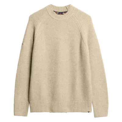 блуза,мъжки,пуловери,superdry,chunky,raglan,sweater,white,pepper,beige,(beige)