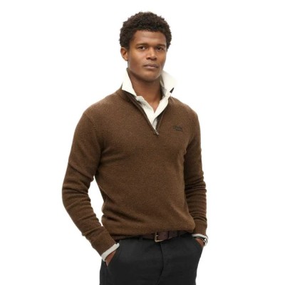 блуза,мъжки,пуловери,superdry,essential,embroidered,half,zip,sweater,woodland,brown,(brown)