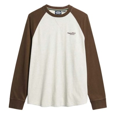 тениска,мъжки,тениски,superdry,essential,logo,baseball,long,sleeve,t,shirt,lightning,grey,grindle,bracken,brown,(white)