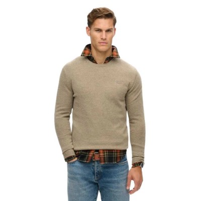 блуза,мъжки,пуловери,superdry,essential,slim,fit,sweater,light,brown,marl,(brown)