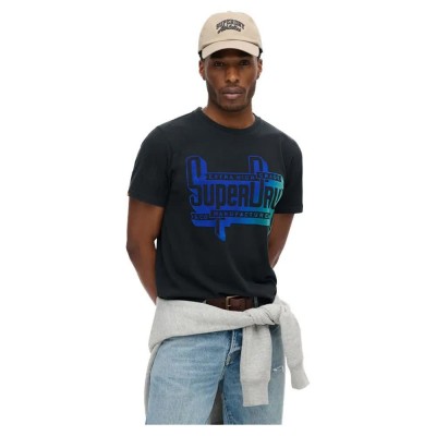 тениска,мъжки,тениски,superdry,flocked,fade,short,sleeve,t,shirt,black,(nero,black,marl)