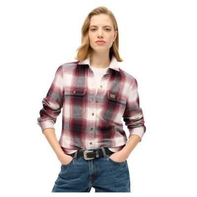 карирана,риза,дамски,якета,и,палта,superdry,lumberjack,check,flannel,overshirt,multicolor,(red,ivory,check)