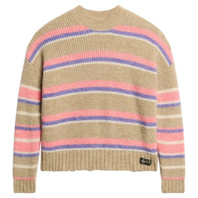 блуза,мъжки,пуловери,дамски,пуловери,superdry,multi,stripe,sweater,brown,(caramel,brown,multi)