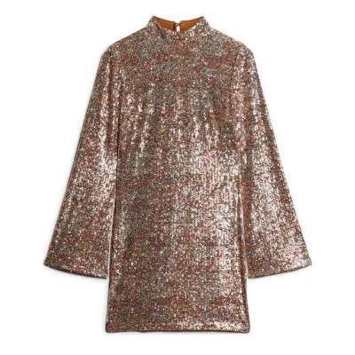 рокля,дамски,поли,и,рокли,superdry,sequin,long,sleeve,short,dress,brown
