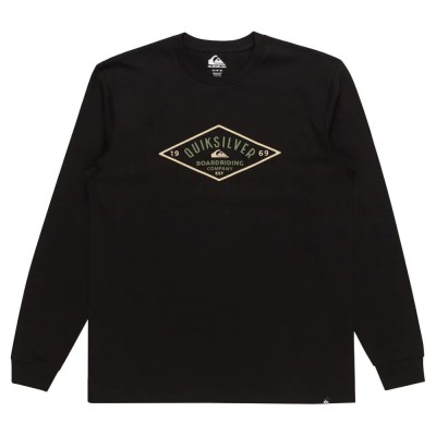 тениска,мъжки,тениски,quiksilver,diamond,logo,long,sleeve,t,shirt,black,(black)