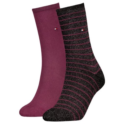 чорапи,дамски,чорапи,tommy,hilfiger,100001494,socks,2,pairs,black,silver,(black,purple)
