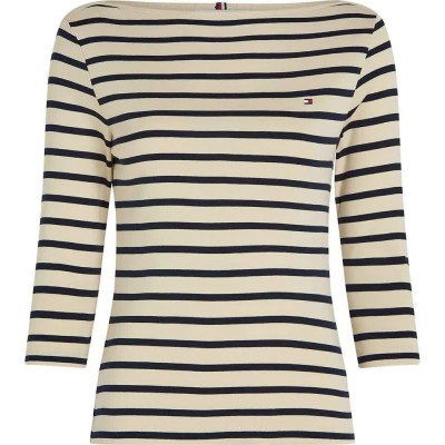 тениска,дамски,тениски,tommy,hilfiger,slim,cody,3,4,sleeve,t,shirt,beige