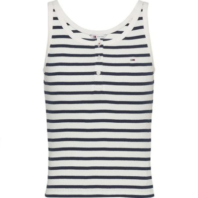 тениска,дамски,тениски,tommy,jeans,button,sleeveless,t,shirt,white,navy,stripe,(white)