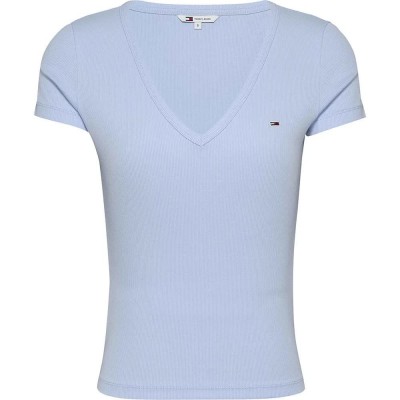 тениска,дамски,тениски,tommy,jeans,essential,rib,short,sleeve,t,shirt,blue,(sweet,blue)