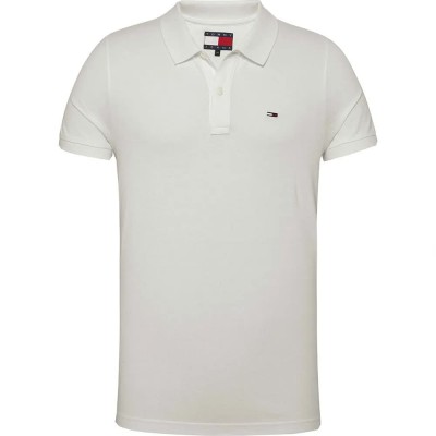 дънки,мъжки,блузи,с,яка,tommy,jeans,placket,short,sleeve,polo,white,(ecru)
