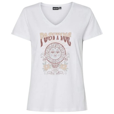 тениска,дамски,тениски,pieces,gabriella,short,sleeve,t,shirt,bright,white,positive,sun,motive,(white)
