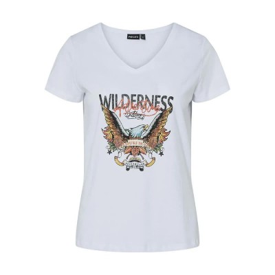 тениска,дамски,тениски,pieces,gabriella,short,sleeve,t,shirt,white,(bright,white,wilderness,motive)