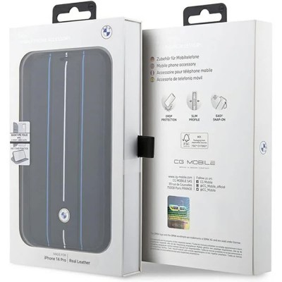други,аксесоари,bmw,bmbkp14l22rvsk,iphone,14,pro,6.1,book,leather,stamp,lines,phone,case,clear,(black,blue)