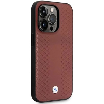 други,аксесоари,bmw,bmhcp14x22rfgr,iphone,14,pro,max,6.7,leather,diamond,pattern,phone,case,brown,(burgundy)
