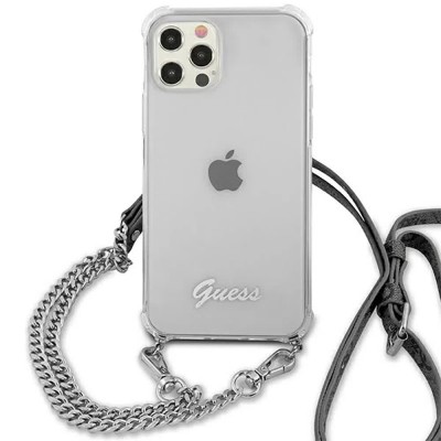 други,аксесоари,guess,guhcp12lkc4gssi,iphone,12,pro,max,6.7,4g,chain,phone,case,clear,(transparent,silver)
