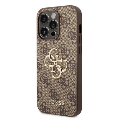 други,аксесоари,guess,guhcp15l4gmgbr,iphone,15,pro,6.1,4g,big,phone,case,golden,(brown)