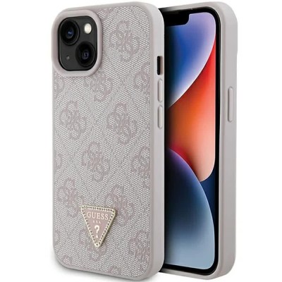 други,аксесоари,guess,guhcp15sp4tdpp,iphone,151413,6.1,leather,4g,triangle,strass,phone,case,clear,(pink)
