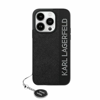 други,аксесоари,karl,lagerfeld,klhcp15xpsakdgck,iphone,15,pro,max,6.7,saffiano,rhinestones&charm,phone,case,clear,(black)