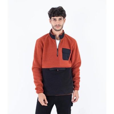 блуза,мъжки,пуловери,hurley,burrito,sherpa,track,half,zip,sweatshirt,orange