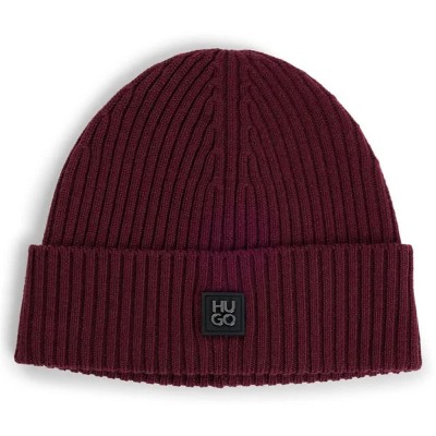шапка,всички,шапки,hugo,xola,metal,10265692,red,beanie,red,(dark,pink)