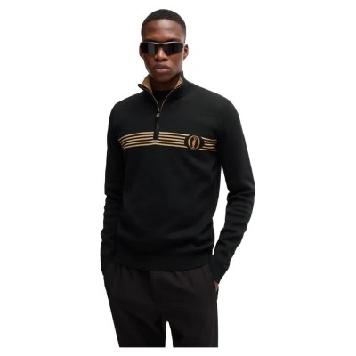 блуза,мъжки,пуловери,boss,open,24,half,zip,sweater,black