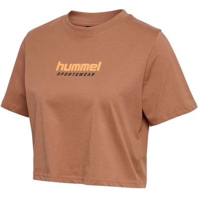 тениска,дамски,тениски,hummel,legacy,malu,cropped,short,sleeve,t,shirt,brown,(8143)