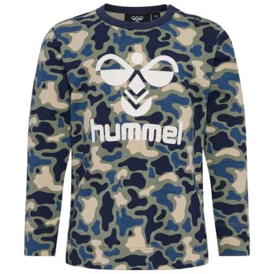 тениска,детски,тениски,hummel,steen,aop,long,sleeve,t,shirt,green,blue,(vetiver)