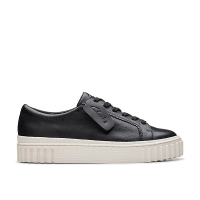 обувки,дамски,маратонки,clarks,shoes,mayhill,walk,trainers,black,leather,(black)