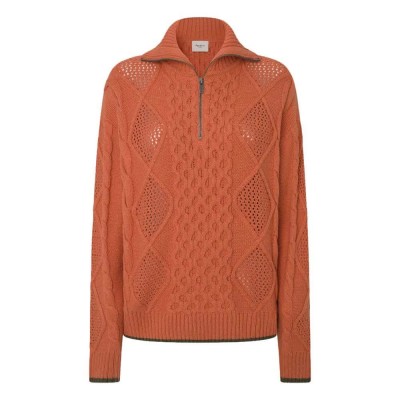 блуза,дамски,пуловери,дамски,плетени,дрехи,pepe,jeans,hada,half,zip,sweater,sunset,orange,(orange)