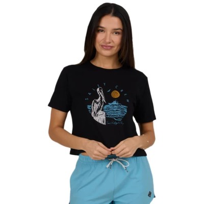 тениска,дамски,тениски,salty,crew,ashore,crop,short,sleeve,t,shirt,black