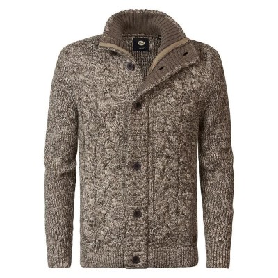 жилетка,мъжки,пуловери,petrol,industries,m,3040,kwc263,cardigan,brown
