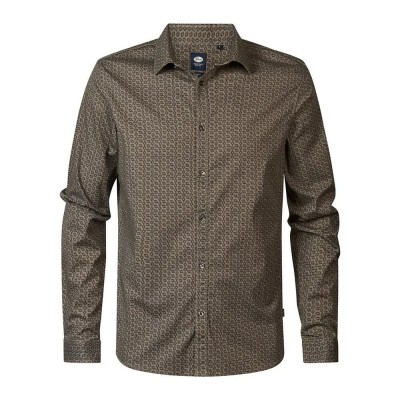 риза,с,дълъг,ръкав,мъжки,ризи,petrol,industries,m,3040,sil410,long,sleeve,shirt,brown