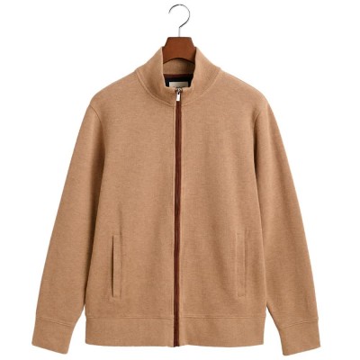 блуза,мъжки,пуловери,gant,2028042,full,zip,sweatshirt,brown,(khaki,mel)