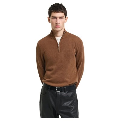 блуза,мъжки,пуловери,gant,8040523,half,zip,sweater,brown,(hazelnut,melange)