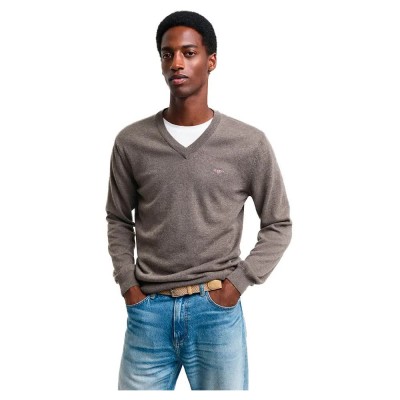 блуза,мъжки,пуловери,gant,8060069,v,neck,sweater,grey,(dark,hazelnut,melange)