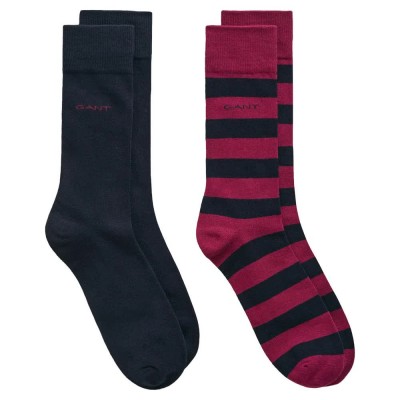чорапи,мъжки,чорапи,gant,bar,and,solid,socks,2,pairs,black,pink,(rich,wine)