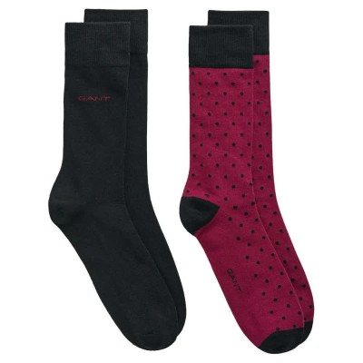 чорапи,мъжки,чорапи,gant,dot,and,solid,socks,2,pairs,red,black,(rich,wine)