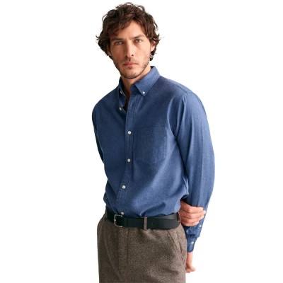 риза,с,дълъг,ръкав,мъжки,ризи,gant,melange,long,sleeve,shirt,blue,(dusty,navy)