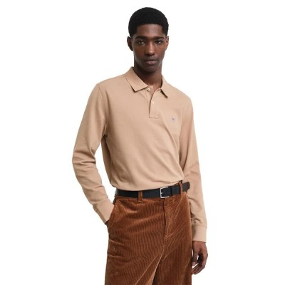 мъжки,блузи,с,яка,gant,reg,shield,rugger,long,sleeve,polo,warm,khaki,(brown)