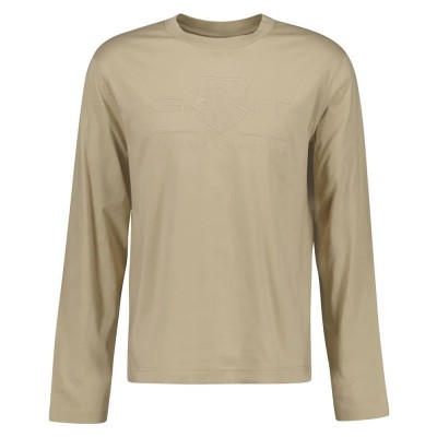 тениска,мъжки,тениски,gant,reg,tonal,shield,long,sleeve,t,shirt,beige,(concrete,beige)