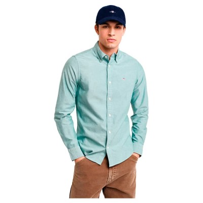 риза,с,дълъг,ръкав,мъжки,ризи,gant,slim,oxford,long,sleeve,shirt,deep,forest,green,(blue)
