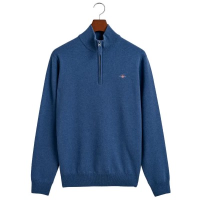 блуза,мъжки,пуловери,gant,superfine,lambswool,half,zip,sweater,dark,jeansblue,melange,(blue)