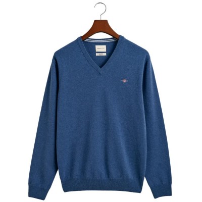 блуза,мъжки,пуловери,gant,superfine,lambswool,v,neck,sweater,dark,jeansblue,melange,(blue)